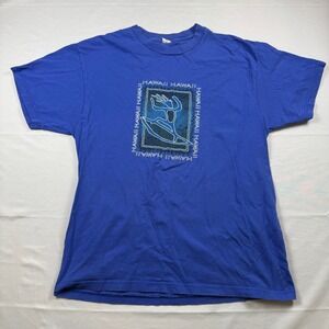 Optima Hawaii Surfer Graphic T Shirt Blue Mens Large Heavyweight Cotton